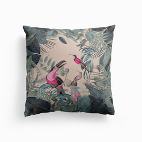 Pink Tropical Toucans Cushion