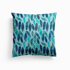 Blue Mermaid Feathers Cushion