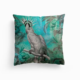 Cockatoo Paradise Turquoise Cushion