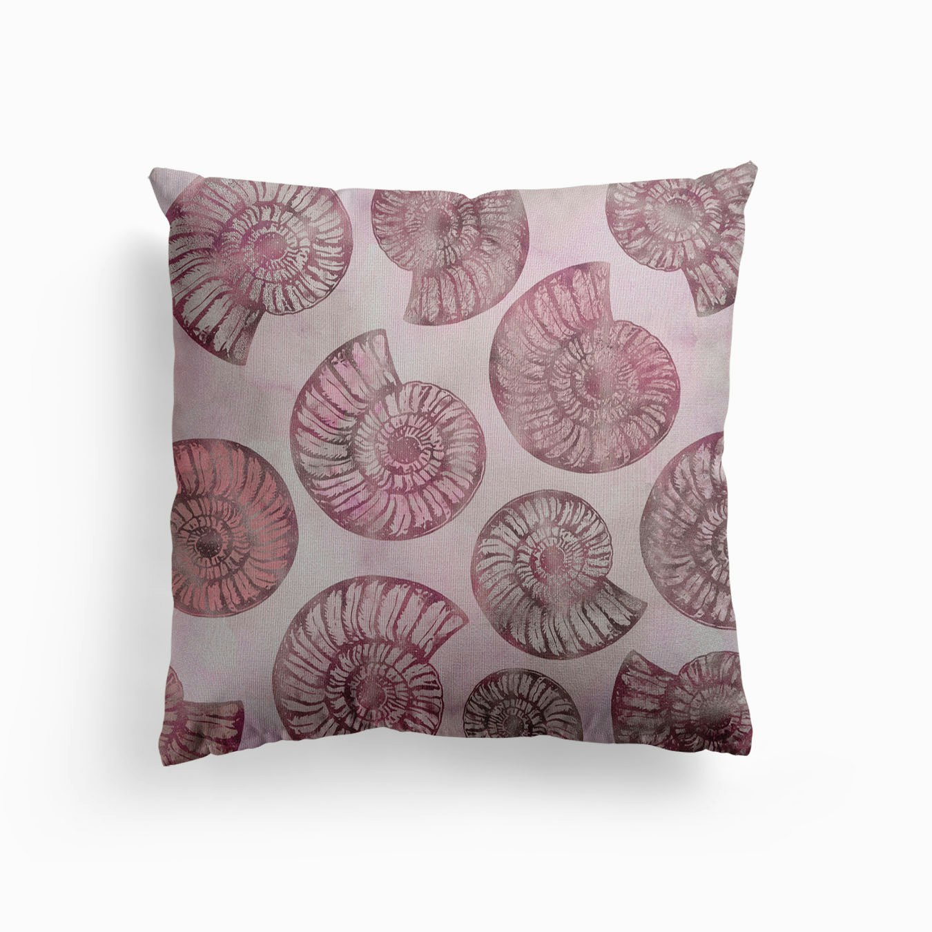 Blush Pink Sea Shells Canvas Cushion by Andrea Haase