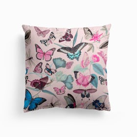 Nostalgic Butterflies Pink Cushion