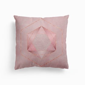 Hexagon Pastel Pink Canvas Cushion