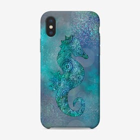 Blue Doodle Seahorse Phone Case