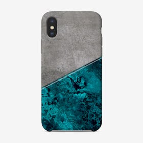 Concrete And Teal Marble Phone Case