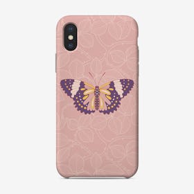Butterfly In Pink Background From Rose Phone Case