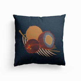 Coconuts And Coconut Tree Branch Cushion