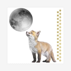 Little Fox And His Friend The Moon - Wall sticker Set