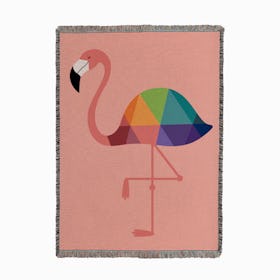 Rainbow Flamingo Woven Throw