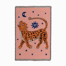 Tiger temple Pink Small Woven Throw