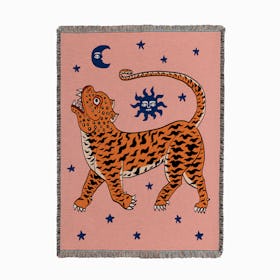 Tiger Temple Pink Woven Throw