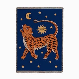 Tiger Temple Blue Woven Throw