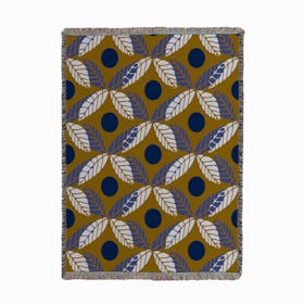 Floral Leaves Green Woven Throw