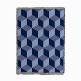 Cube Blue Woven Throw