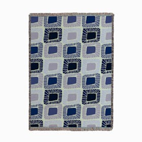 Mod Quilt Blue Woven Throw