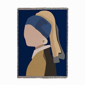 Girl With The Pearl Earring Blue Woven Throw