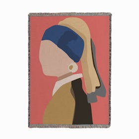 Girl With The Pearl Earring Pink Woven Throw