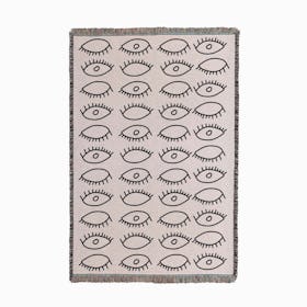 Eyes Pattern White Small Woven Throw