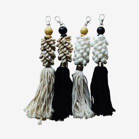 Cowrie Key Chain with Fringes - Set of 4