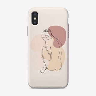 Minimal Line Art Sitting Beautiful Woman Phone Case