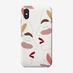 Minimal Line Art Kissing Floral Women 1 Phone Case