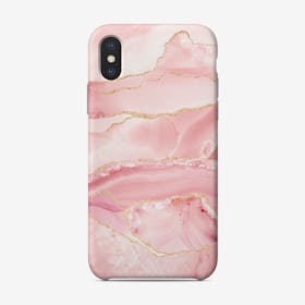 Blush Pink Marble Glamour Landscape Phone Case