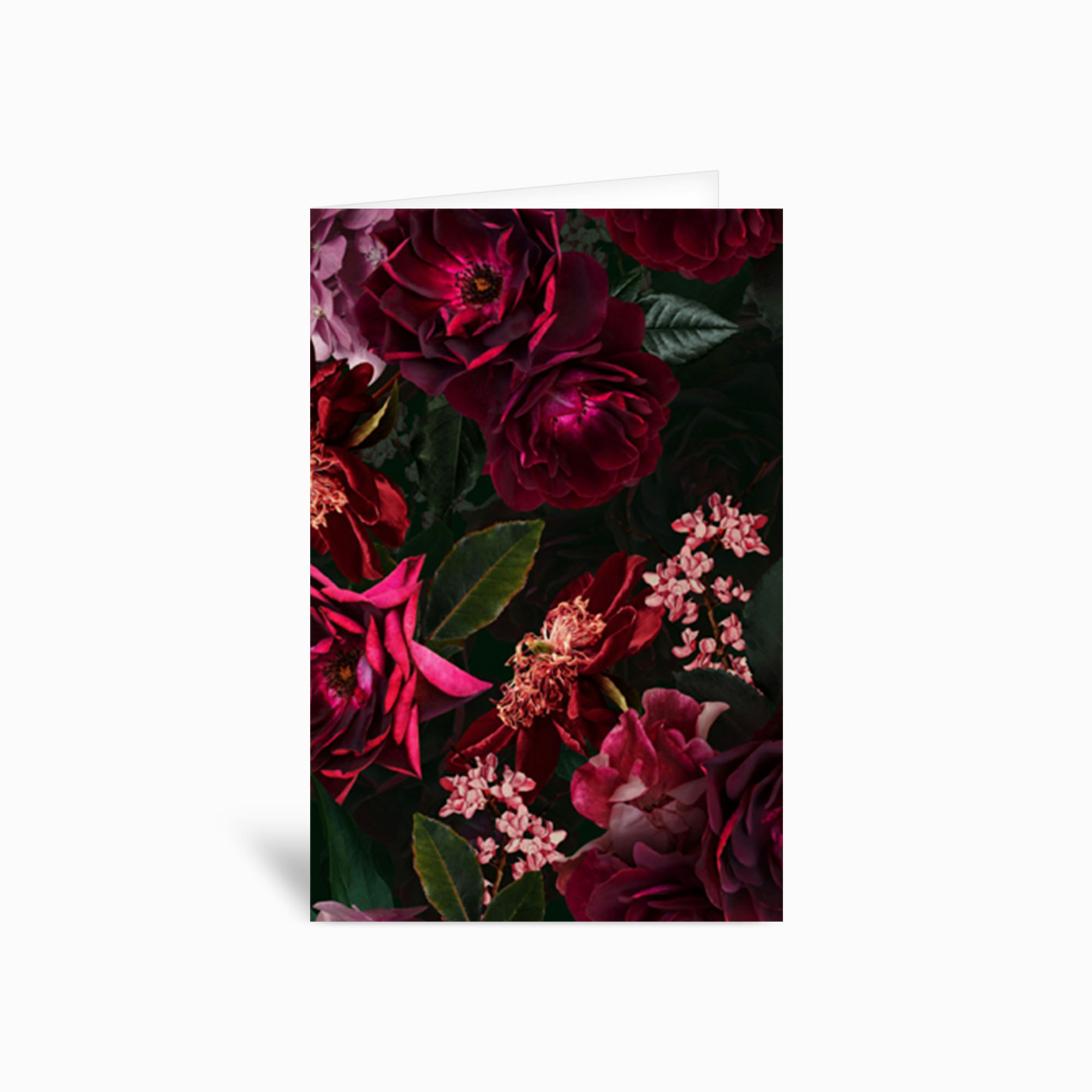 Vintage Midnight Summer Botanical Roses Garden Greetings Card By