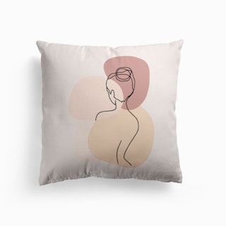 Minimal Line Art Backside Beautiful Woman Cushion