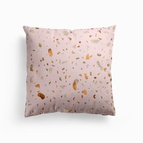 Blush Copper Gold Geode Terrazzo Cushion