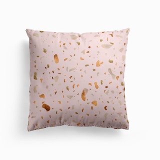 Blush Copper Gold Geode Terrazzo Cushion
