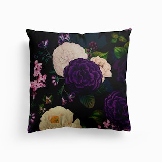 Antique Purple Dutch Night Garden Canvas Cushion