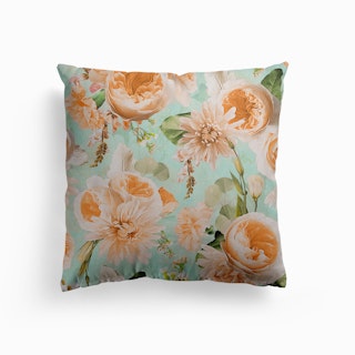 Peach Sepia Summer Roses Canvas Cushion