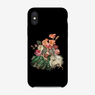 Marie Antoinette Sitting On Stairs With Dog And Flowers Phone Case