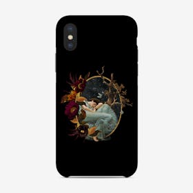 Vintage Girl With Flowers And Butterflies Phone Case