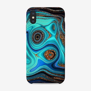 Blue And Gold Marble Phone Case