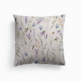 Scandinavian Midsummer Wildflowers And Grasses Meadow Canvas Cushion
