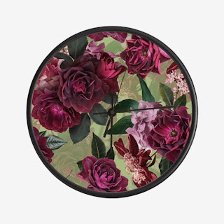 Vintage Summer Botanical Roses Garden Clock