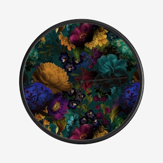 Dark Vintage Flowers Garden Clock