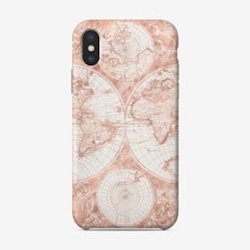 Rose Gold Vintage World Map Phone Case