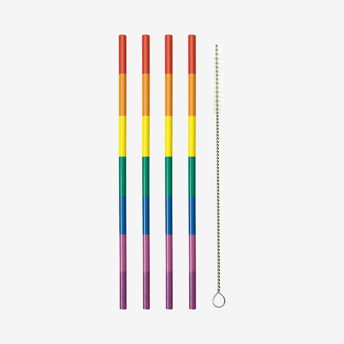 Rainbow Metal Straws - Multi - Set of 4 by Echo Three