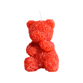 Teddy Bear Red Rose Candle