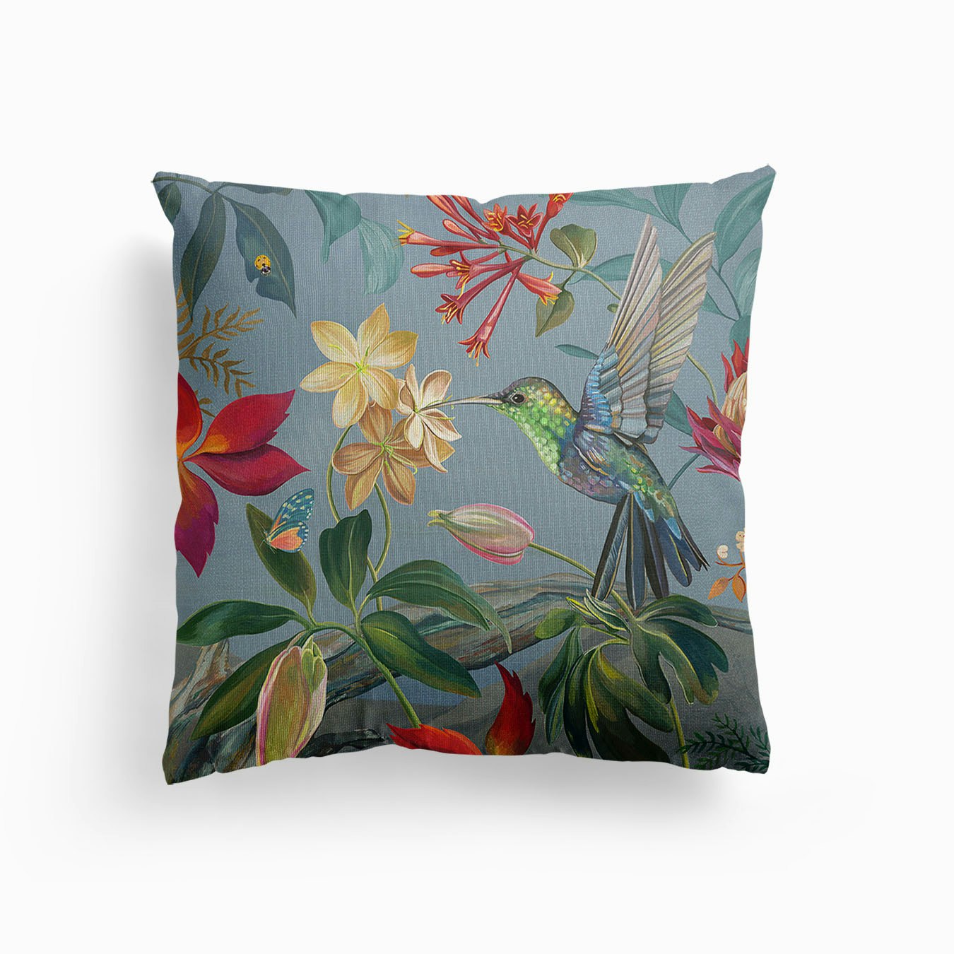 Hummingbirds Canvas Cushion by Libbi King