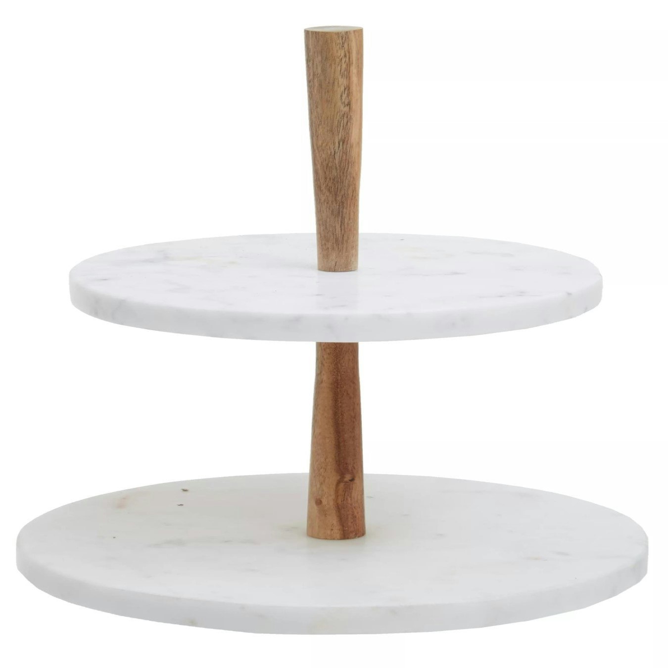 Marble and Acacia Wood Cake Stand - Two Tier by Fifty Five South