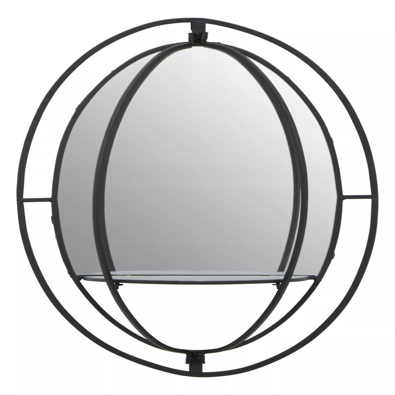 Avento Oval Shelved Wall Mirror - Black by Fifty Five South