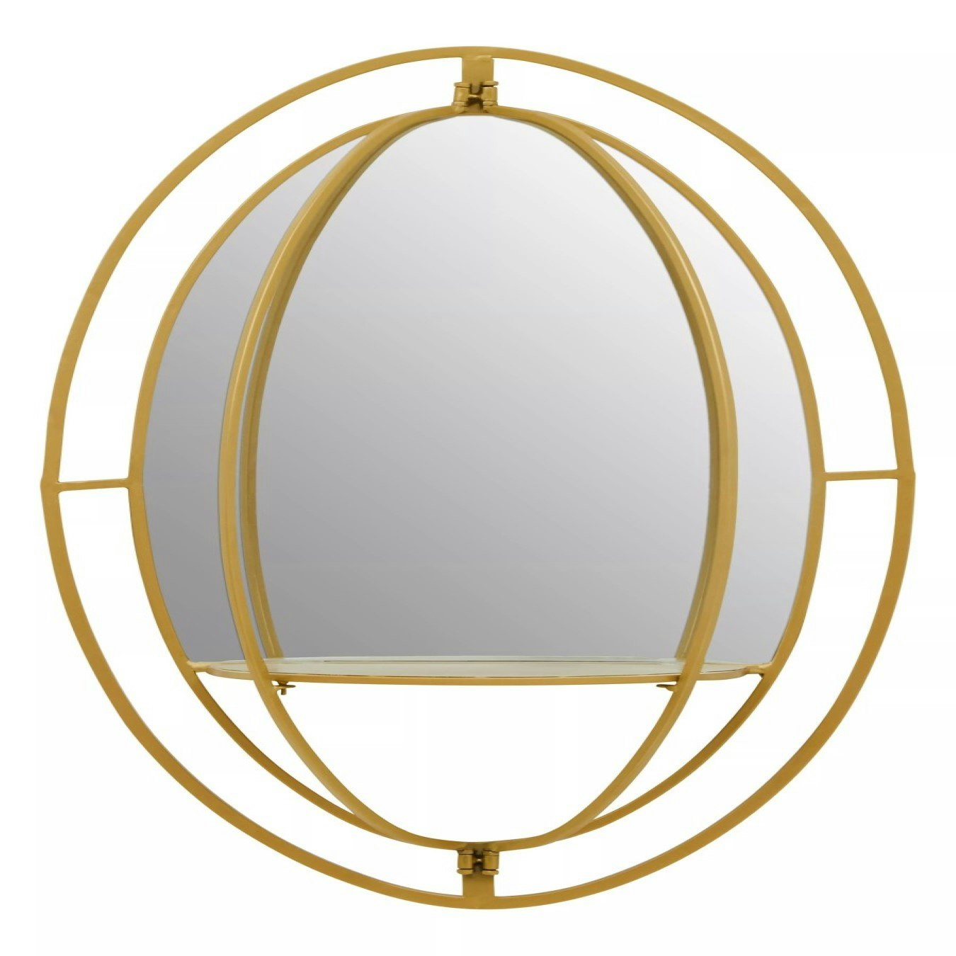 Avento Oval Shelved Wall Mirror - Gold by Fifty Five South