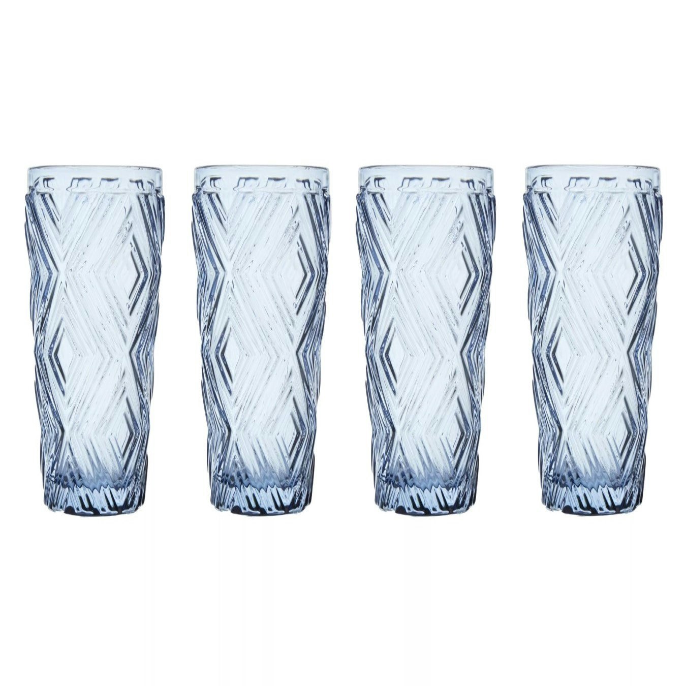 Four Fleur Highball Glasses - Blue by Fifty Five South