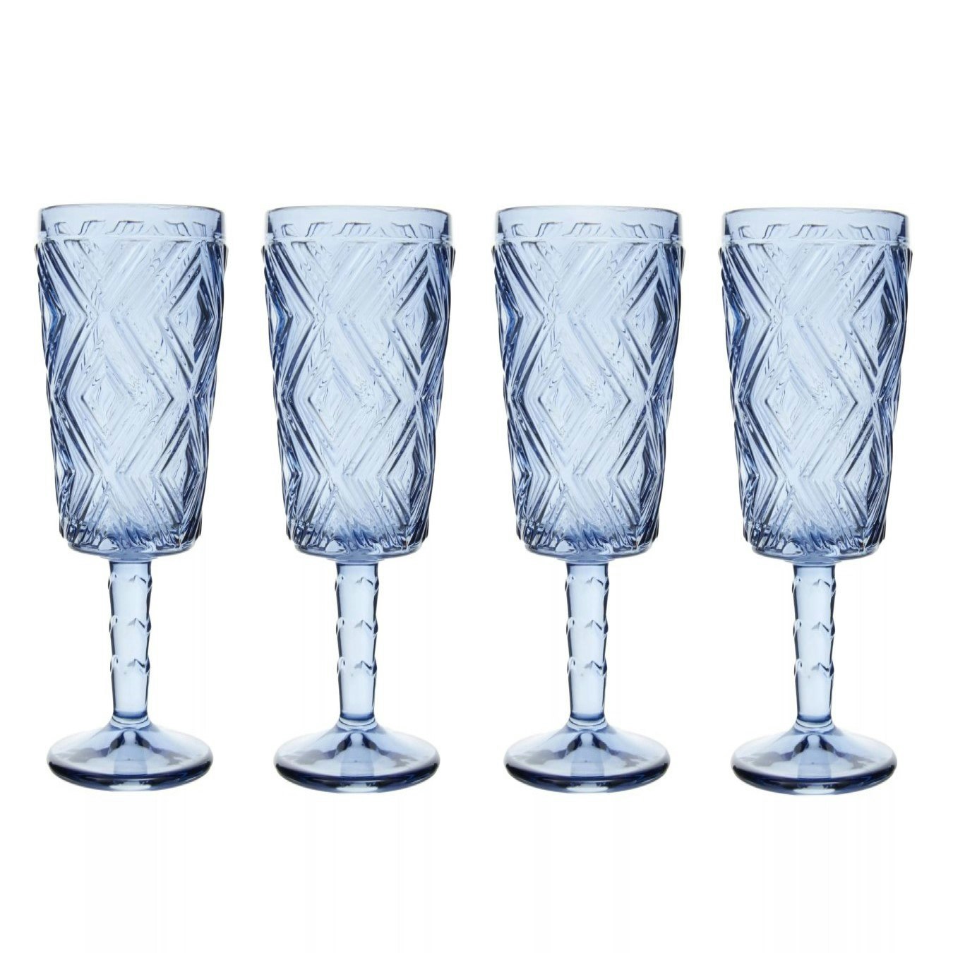 Four Fleur Wine Glasses - Blue by Fifty Five South