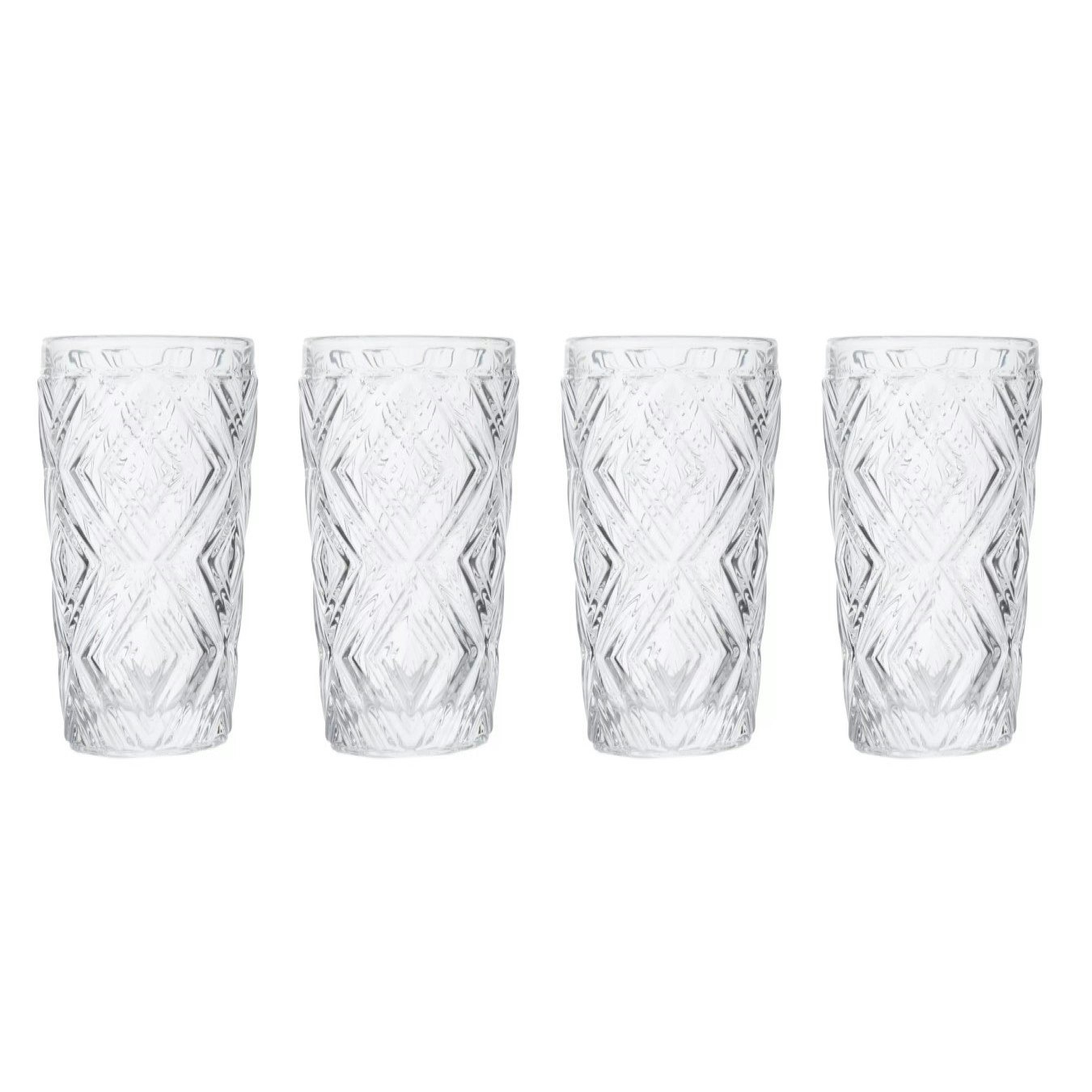 Four Fleur Glass Tumblers - Clear by Fifty Five South
