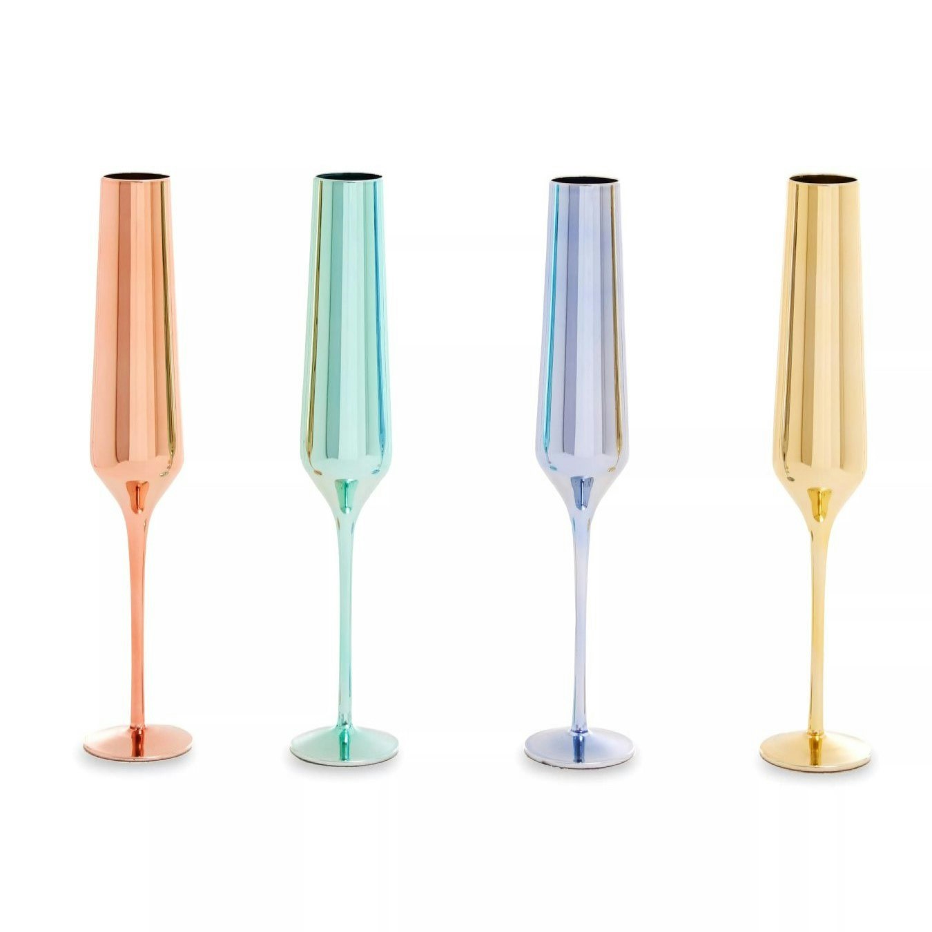 Four Glass Champagne Flutes - Assorted Colours by Fifty Five South