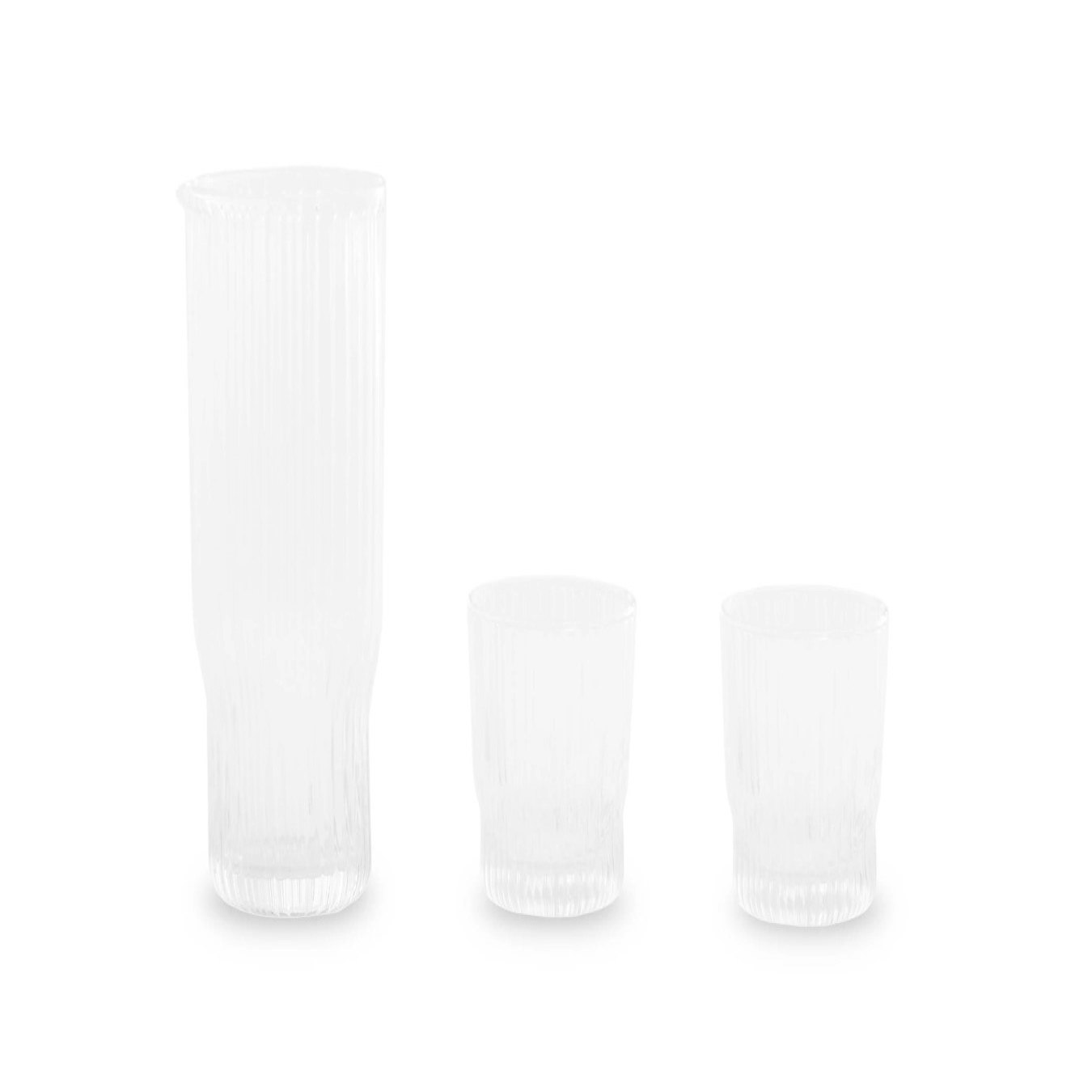Juno Ribbed Glass And Jug - Three Piece Set by Fifty Five South