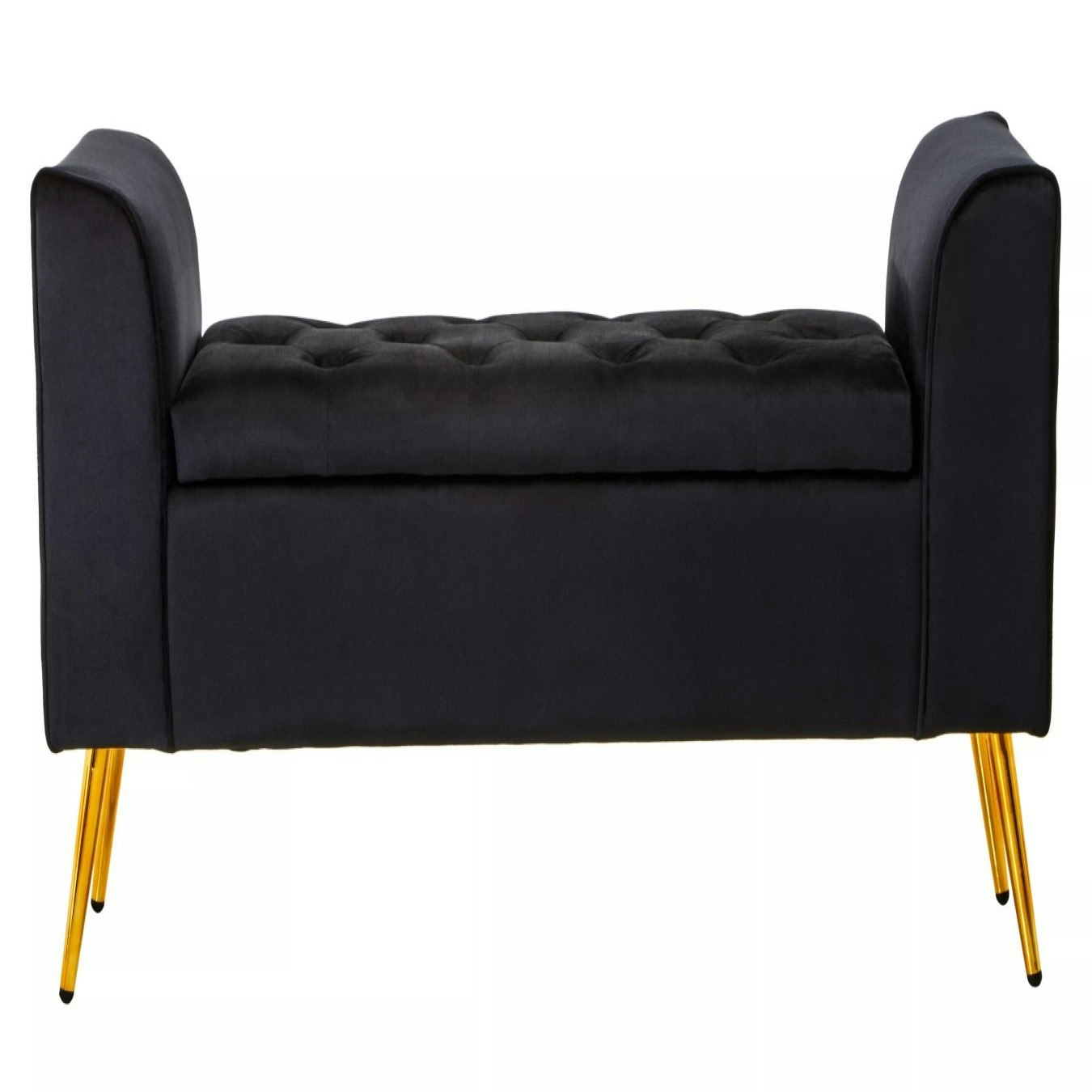 Loretta Black Velvet Storage Bench With Gold Finish Legs by Fifty Five South